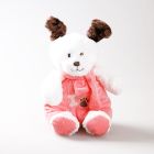 Knuffelhond Roze-Wit 35cm